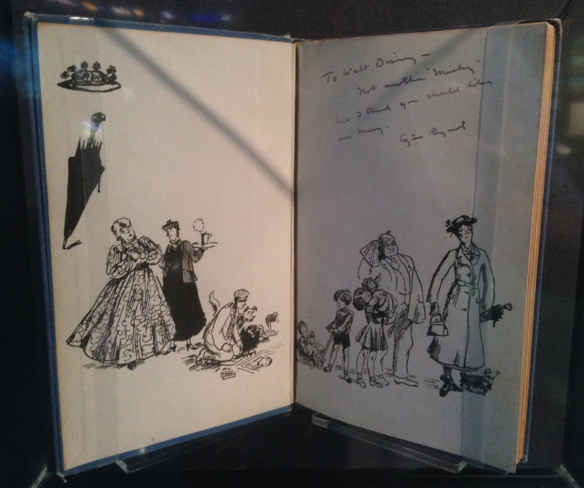 P.L. Travers' <I>Mary Poppins</I> (1934), inscribed to Walt by the publisher.<br>Gift of Ron and Diane Disney Miller.
