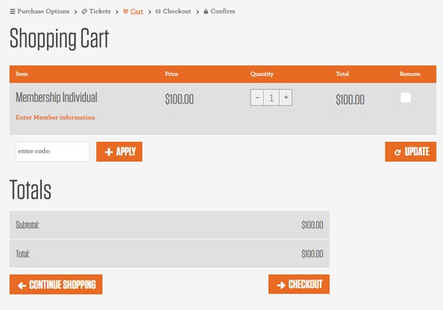 Checkout screen